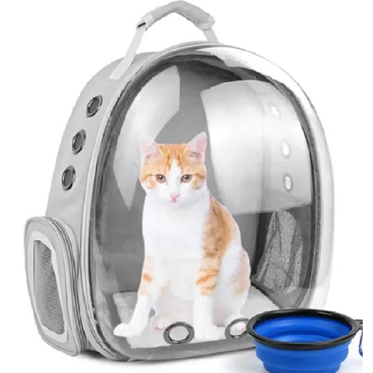 GENERICO - Mochila De Mascota Transparente Para Perros Y Gatos Gris