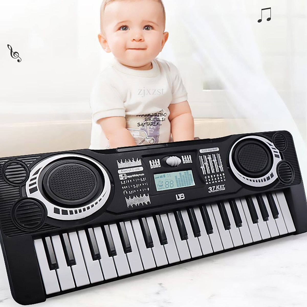 GENERICO - MINI PIANO ELECTRONICO PARA NIÑOS COLOR NEGRO CON MICROFONO