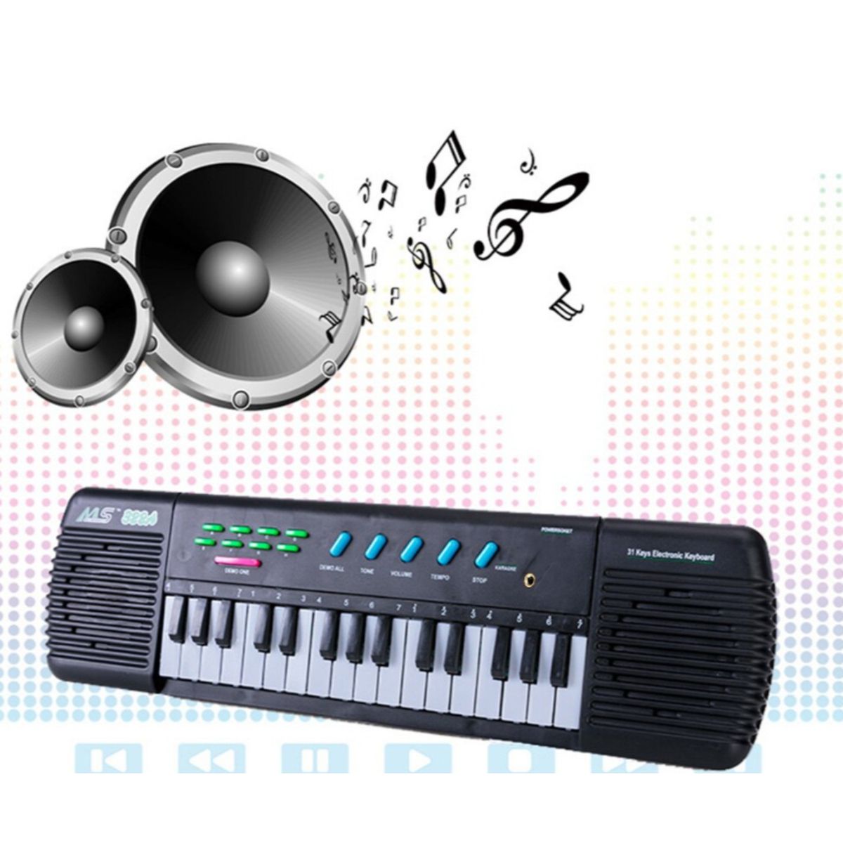 GENERICO - MINI PIANO ELECTRONICO PARA NIÑOS COLOR NEGRO CON MICROFONO