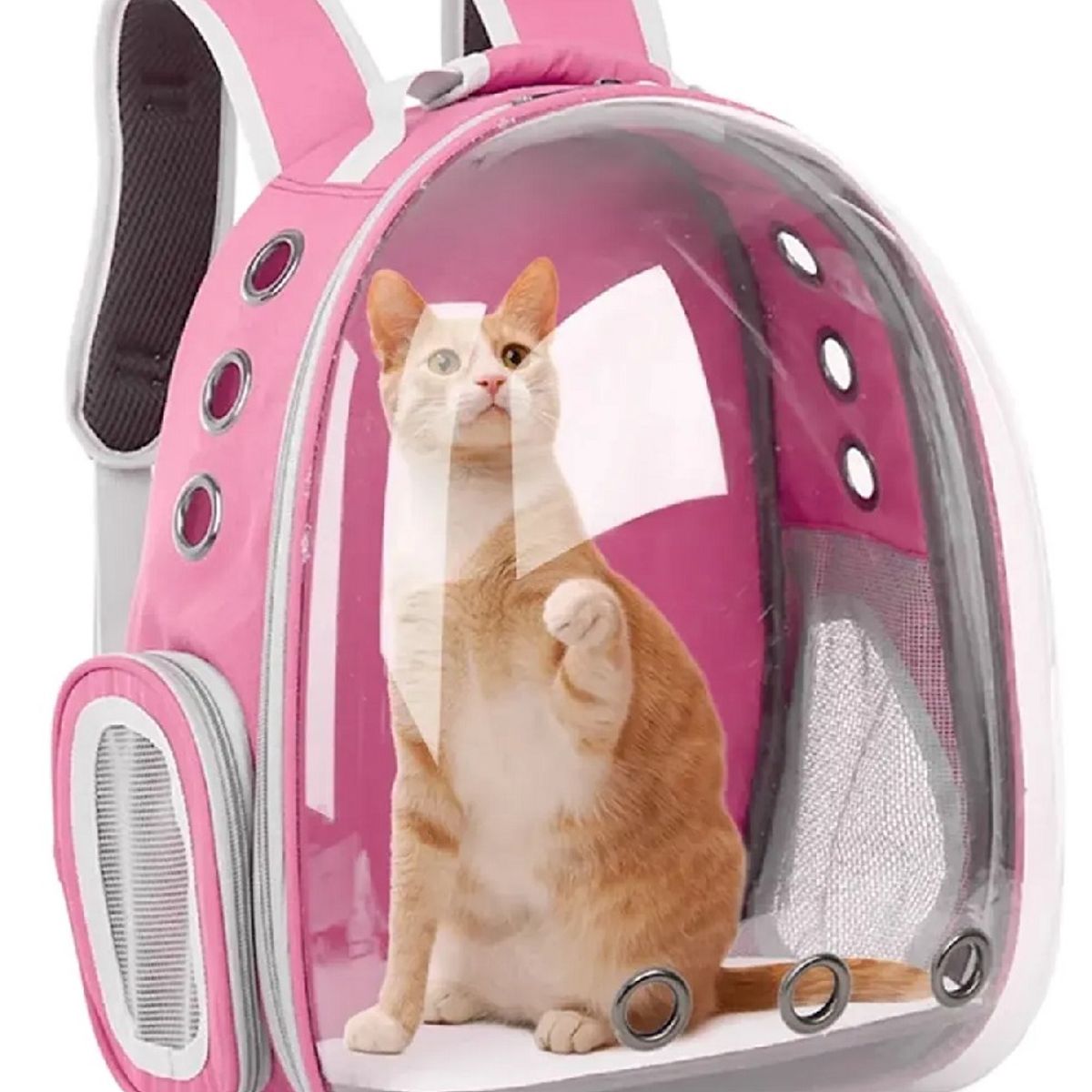 GENERICO - Mochila De Mascota Transparente Para Perros Y Gatos  Rosado