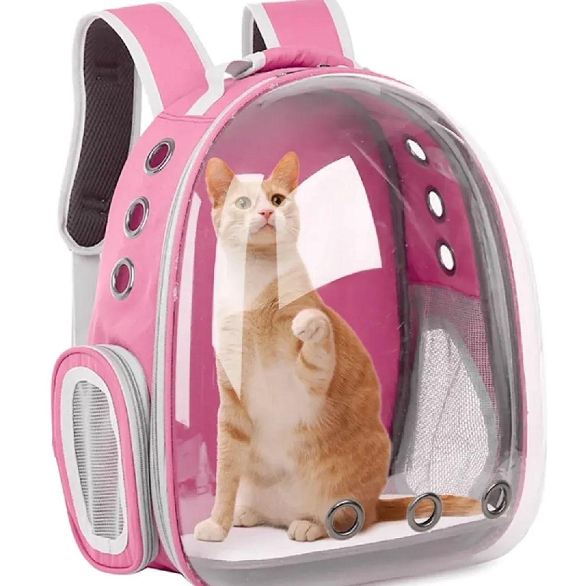 GENERICO - Mochila De Mascota Transparente Para Perros Y Gatos Rosado