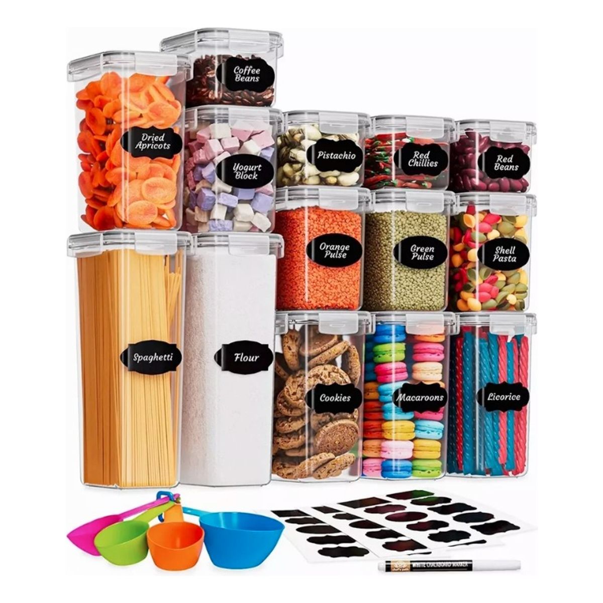 U BUY - 14 Envases Herméticos Tupper Recipientes Medidores Alimentos