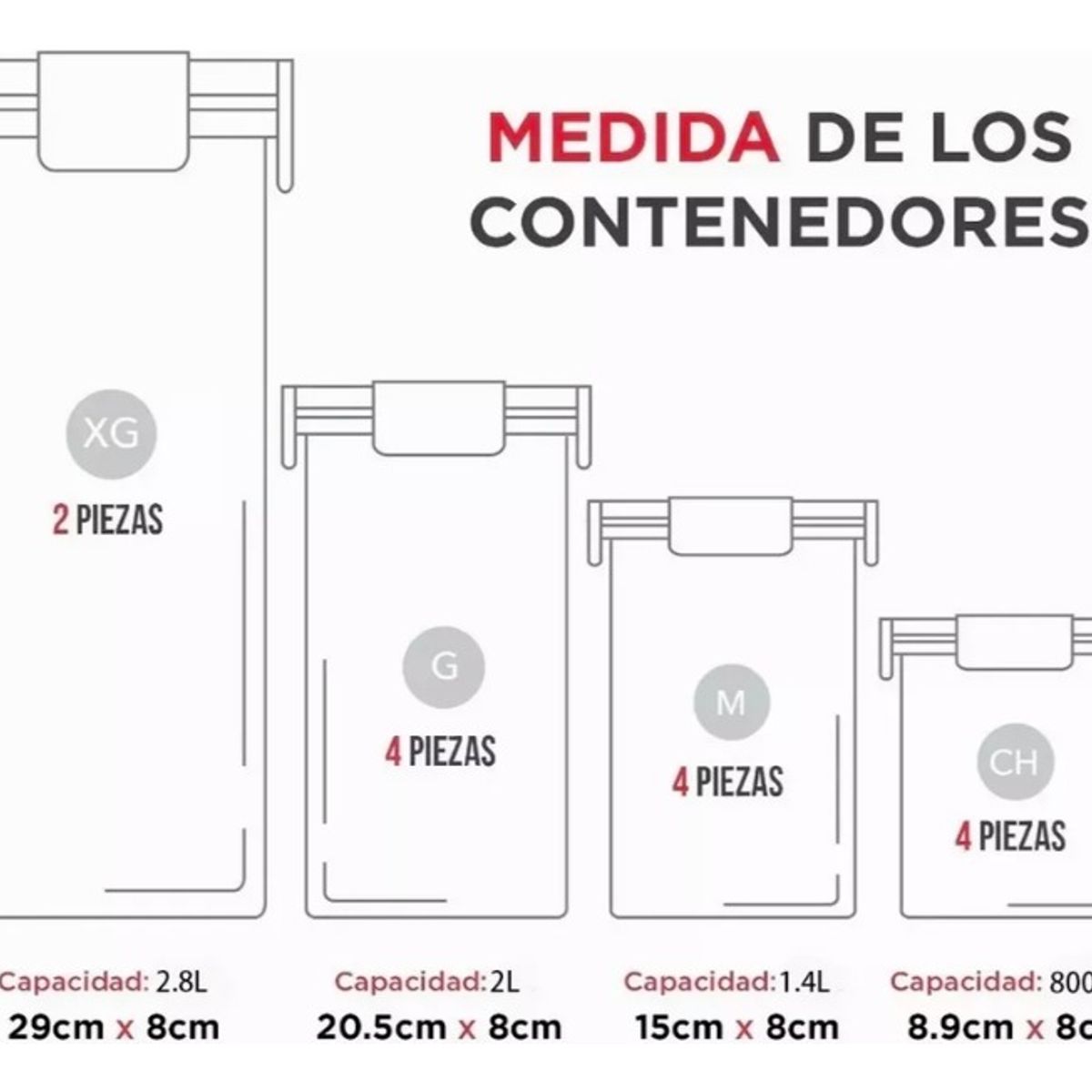 U BUY - 14 Envases Herméticos Tupper Recipientes Medidores Alimentos