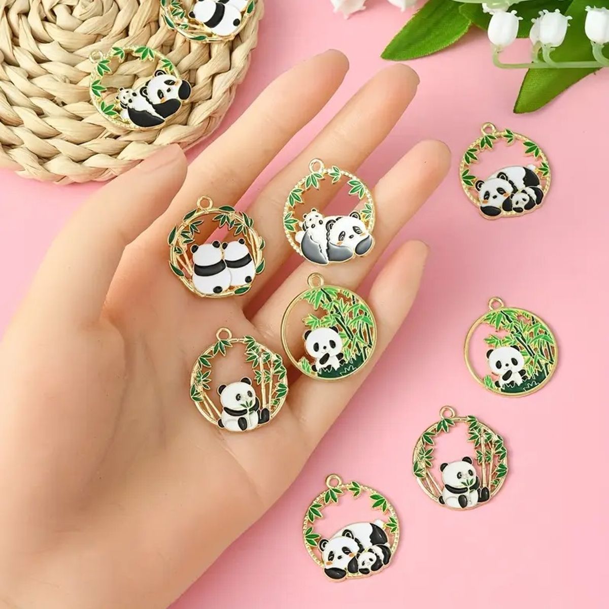 GENERICO - Dijes circulares Diseño Panda