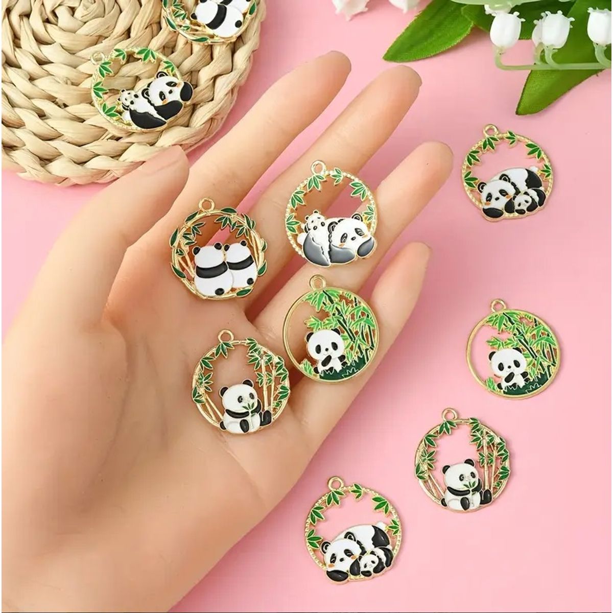 GENERICO - Dijes circulares Diseño Panda