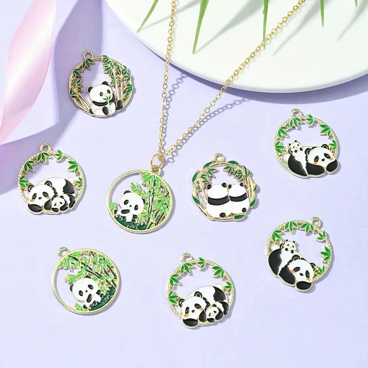 GENERICO - Dijes circulares Diseño Panda