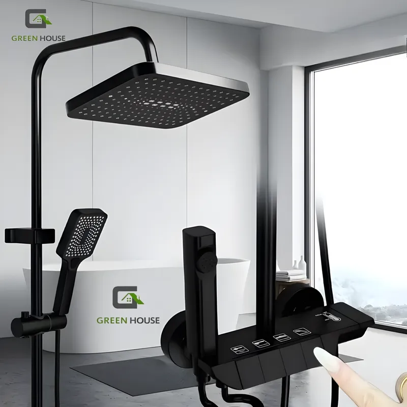 GREEN HOUSE - COLUMNA DE DUCHA MEZCLADORA CON PANEL DE CONTROL Y TECLADO 4 FUNCIONES