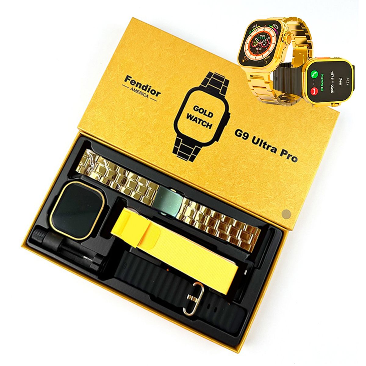 GENERICO - Smartwatch G9 Ultra PRO Gold de 49 mm con Receptor de llamadas