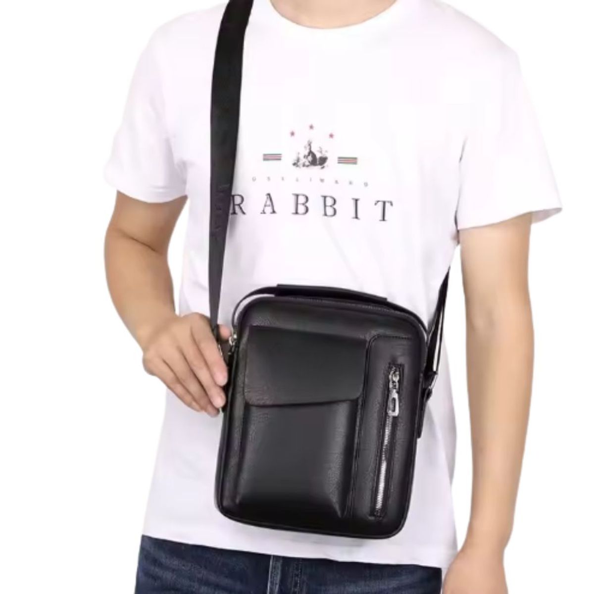 GENERICO - Bolso de lujo de cuero PU para hombre casual con cierre-