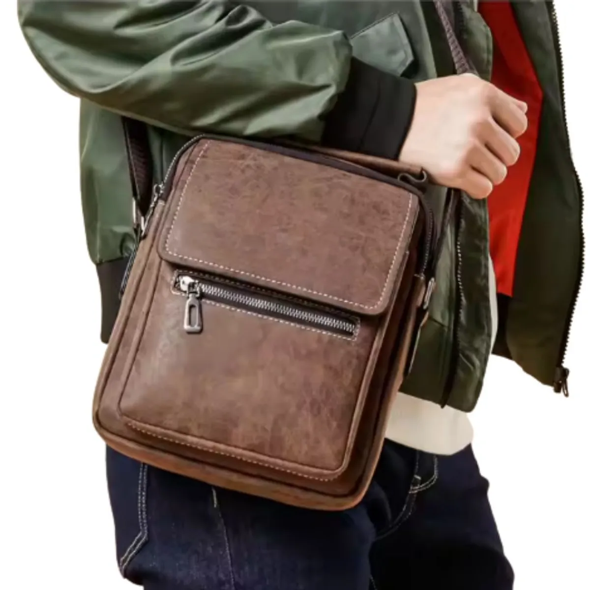 GENERICO - Bolso de lujo de cuero PU para hombre casual elegante-