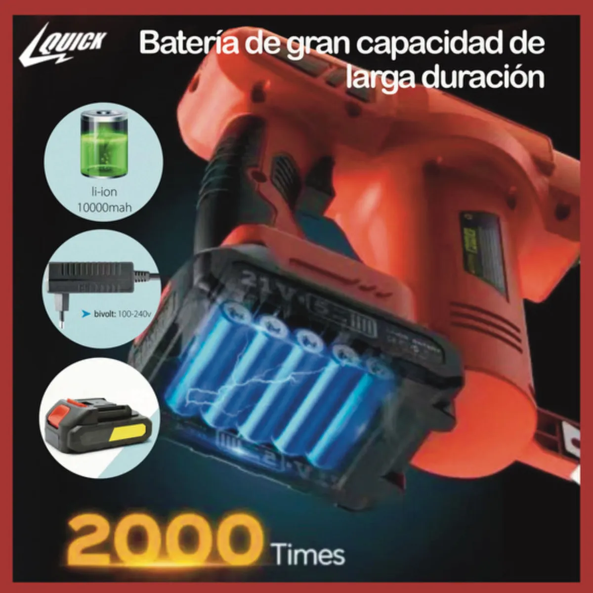 QUICK - Quick Pistola Clavadora Inalámbrica 2 Batería 1 Cargador