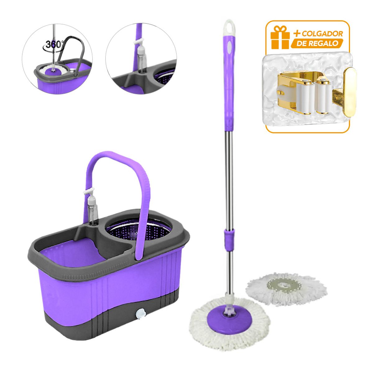 KELLER - Trapeador Escurridor+Dispensador MD Y Colgador MS3 de Regalo