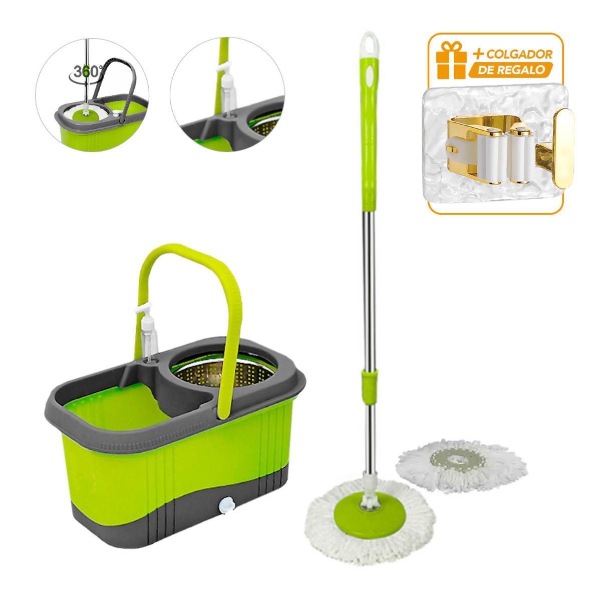 KELLER - Trapeador Escurridor+Dispensador VD Y Colgador MS3 de Regalo