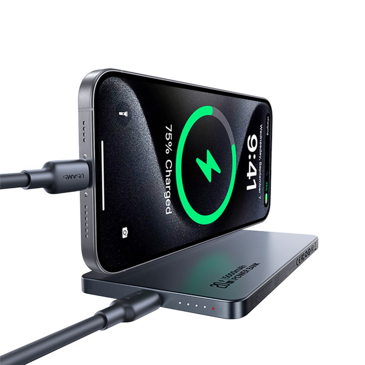 USAMS - Cargador Batería Portá PowerBank USAMS Magsafe 5000mAh Bron