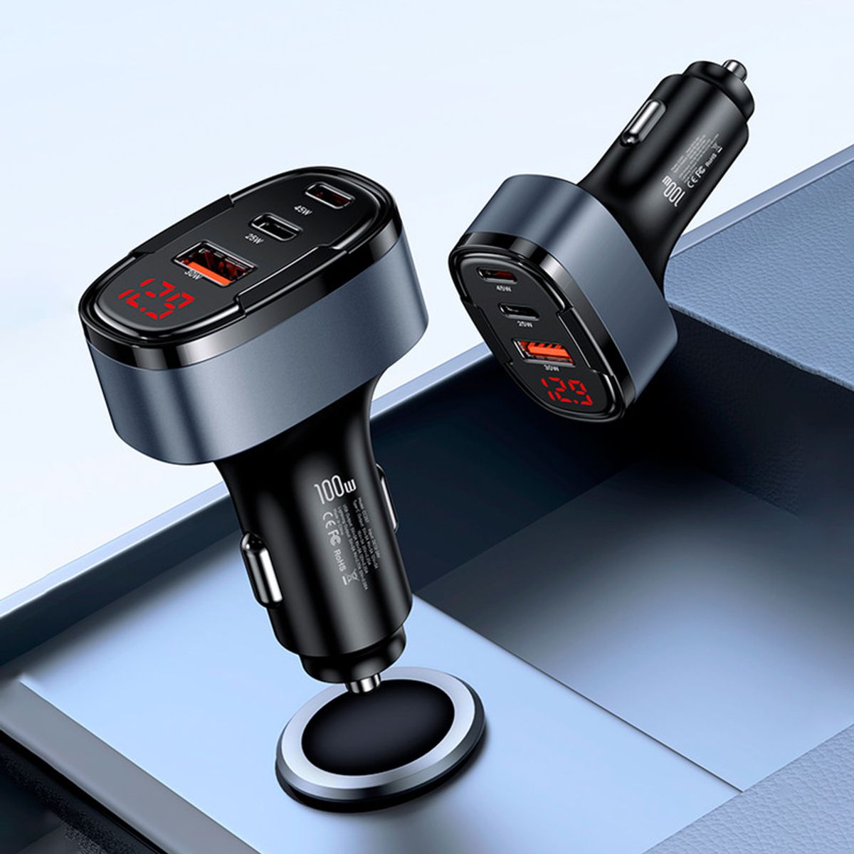 USAMS - Cargador celular para Auto rápido USAMS USB+C 100W Negro