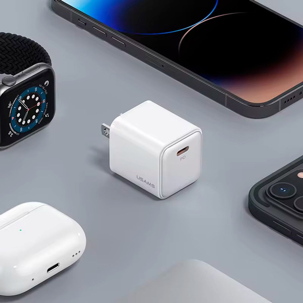 USAMS - Cargador celular Pared carga rápida USAMS  PD 20W Blanco