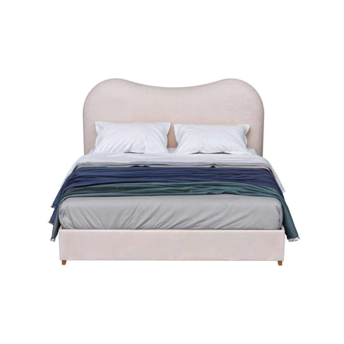 MUEBLES MACRUMO - Cama Tapizada Berlín Premium de 15plz Beige Tela antifluido