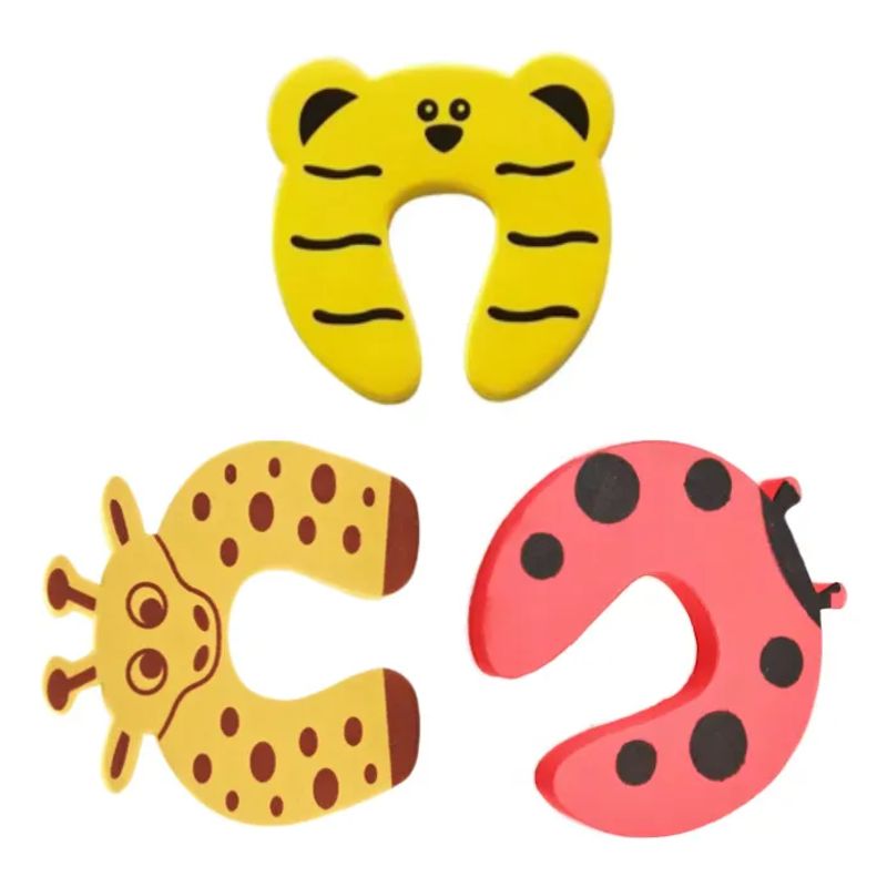 GENERICO - PACK X3 TOPE DE PUERTA INFANTIL NIÑOS ANTIGOLPE JIRAFA MARIQUITA OSO