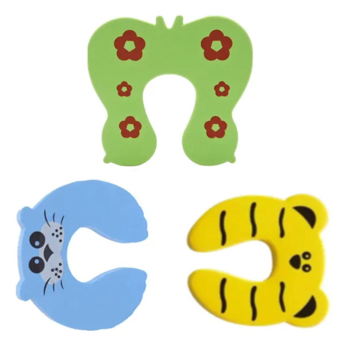 GENERICO - PACK X3 TOPE DE PUERTA INFANTIL NIÑOS ANTIGOLPE MARIPOSA OSO FOCA