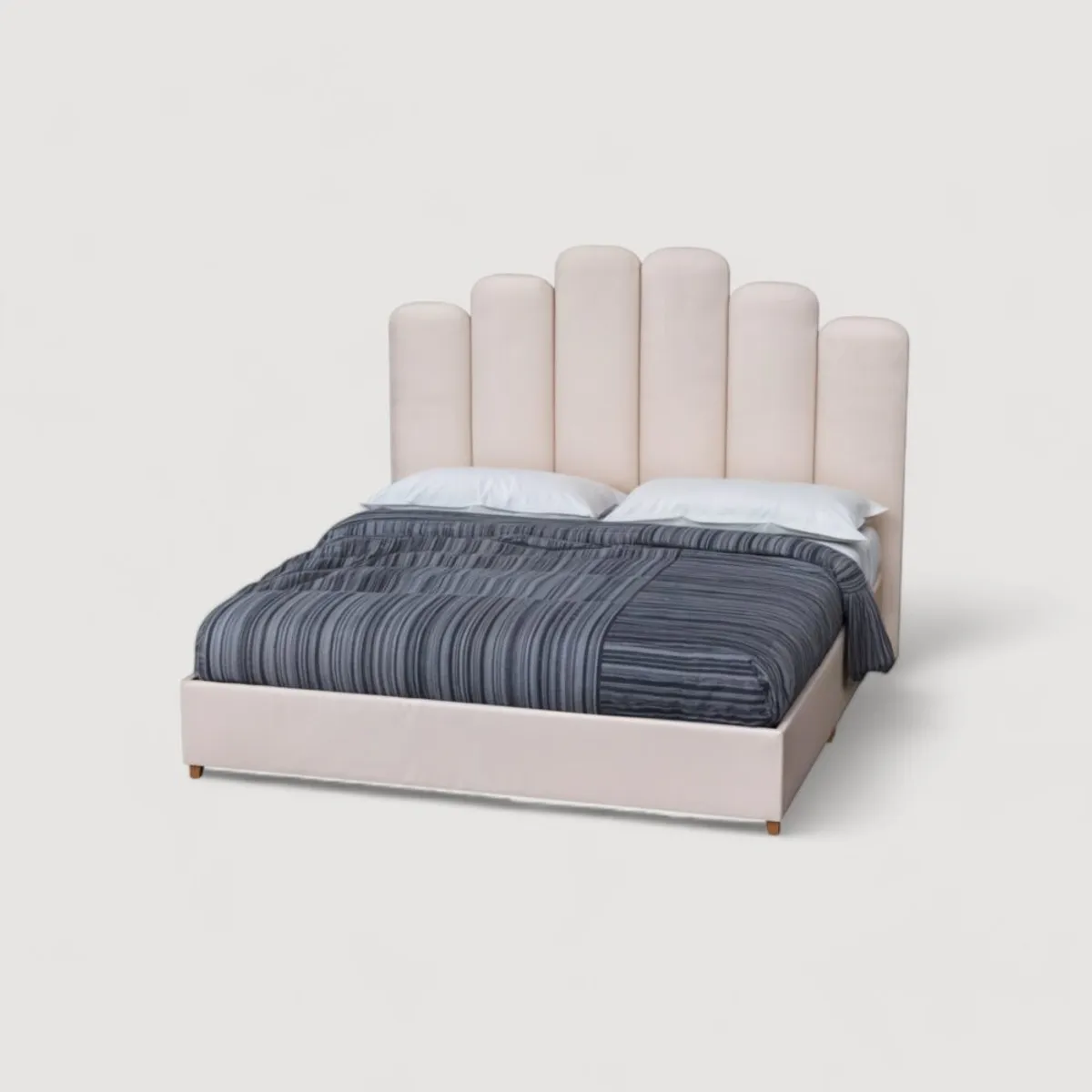 MUEBLES MACRUMO - Cama Tapizada Elisse Premium de 15plz Color Beige Tela antifluido