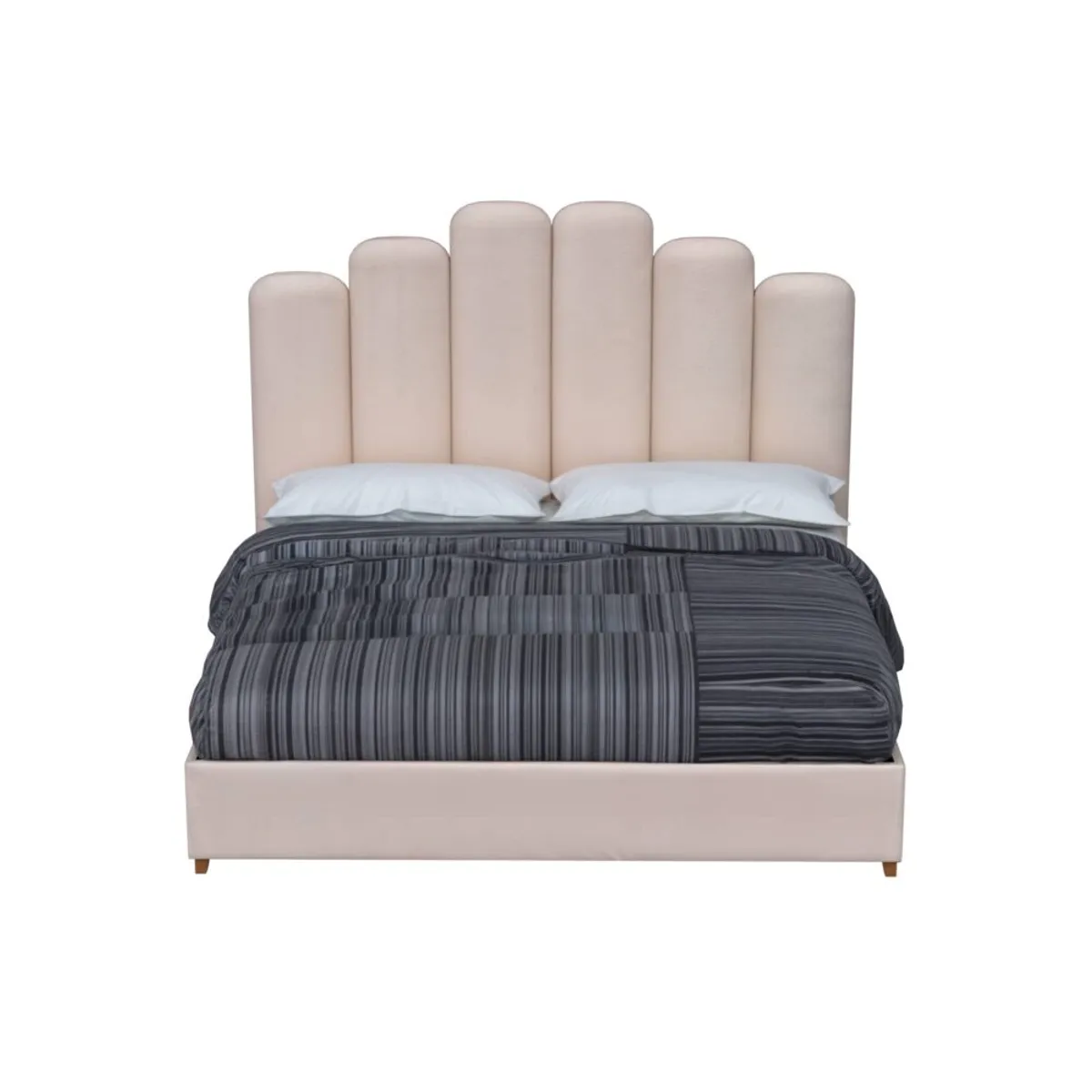 MUEBLES MACRUMO - Cama Tapizada Elisse Premium de 15plz Color Beige Tela antifluido