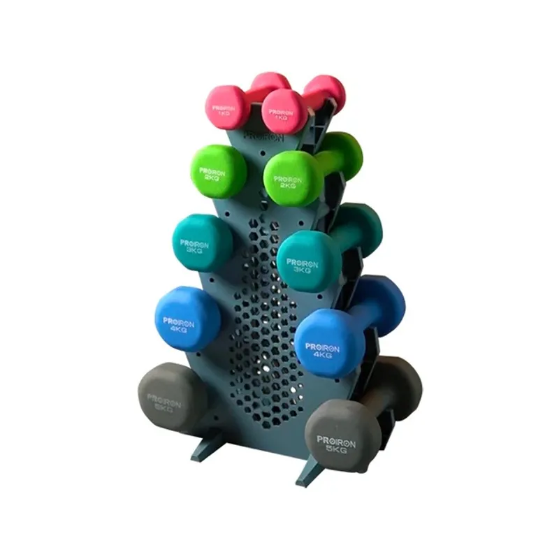 PROIRON - Set de mancuernas de neopreno PROIRON de 1KG Rosado 2KG 3KG 4KG y 5KG + Rack