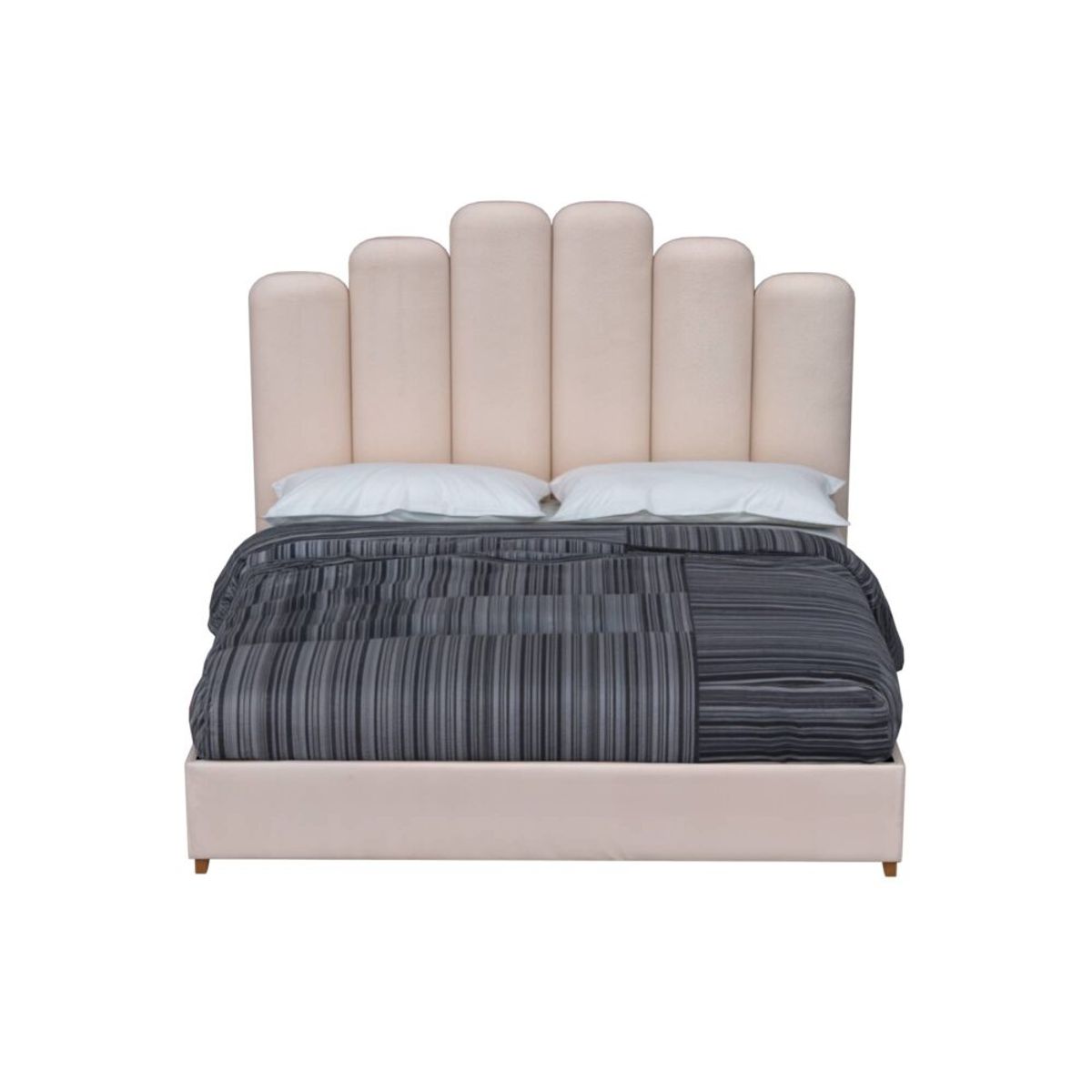 MUEBLES MACRUMO - Cama Tapizada Elisse Premium King Color Beige Tela antifluido