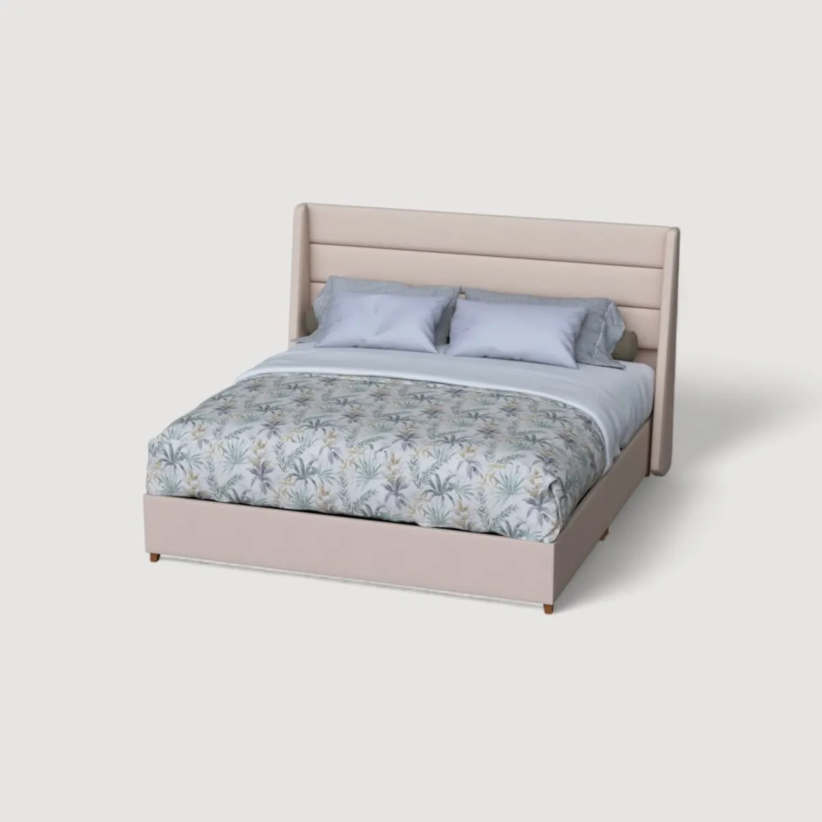 MUEBLES MACRUMO - Cama Tapizada Estocolmo Premium de 2plz Color Beige Tela antifluido