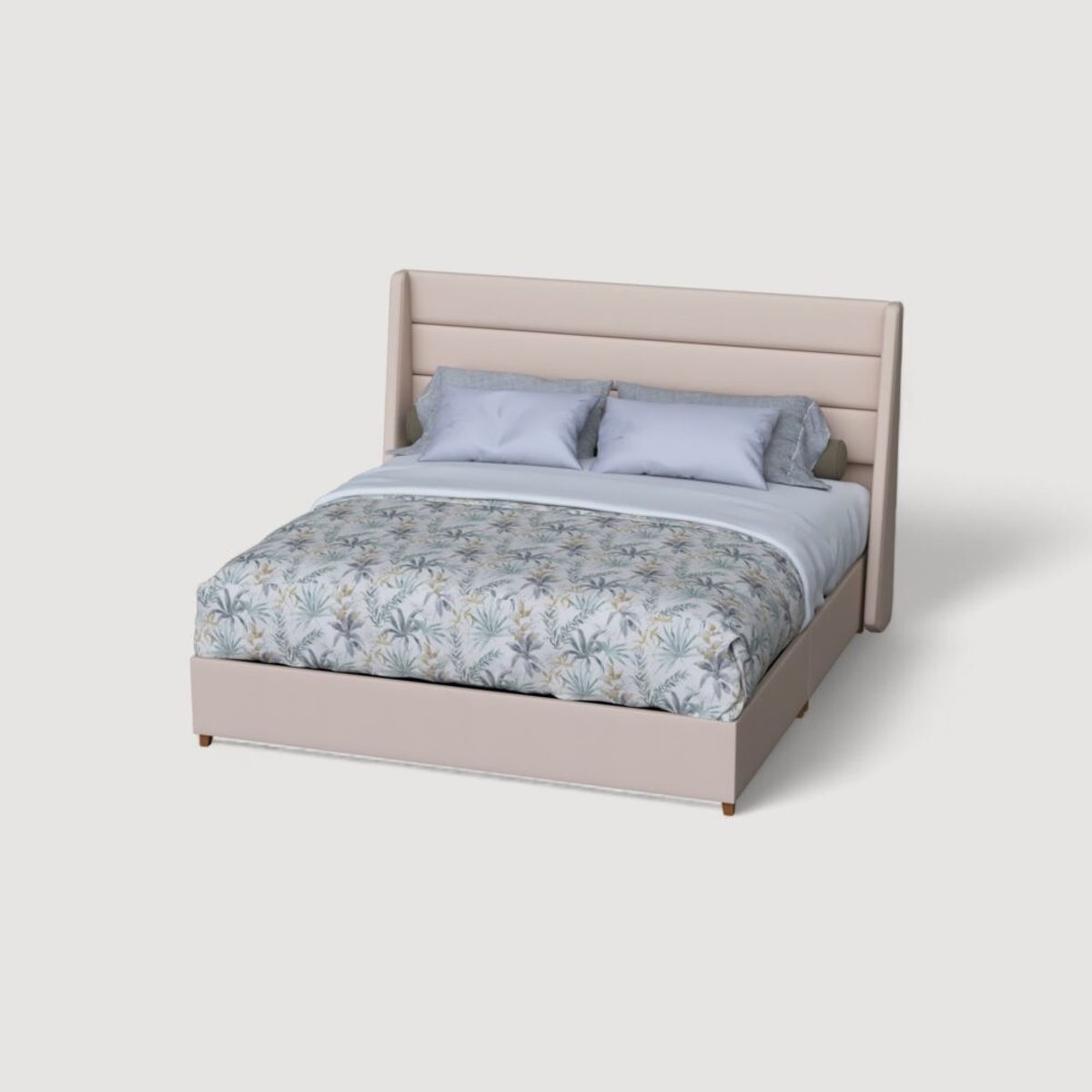 MUEBLES MACRUMO - Cama Tapizada Estocolmo Premium King Color Beige Tela antifluido