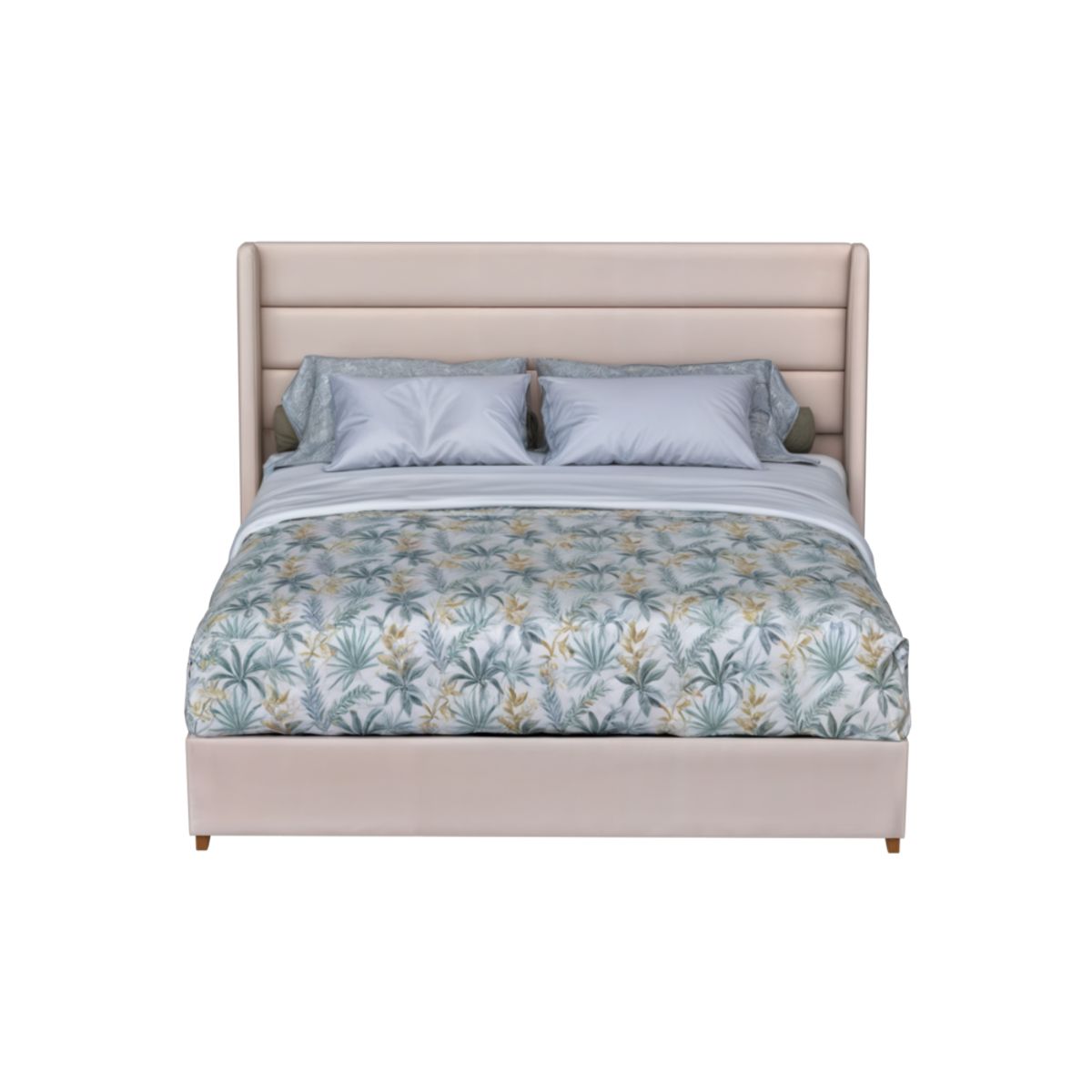 MUEBLES MACRUMO - Cama Tapizada Estocolmo Premium King Color Beige Tela antifluido