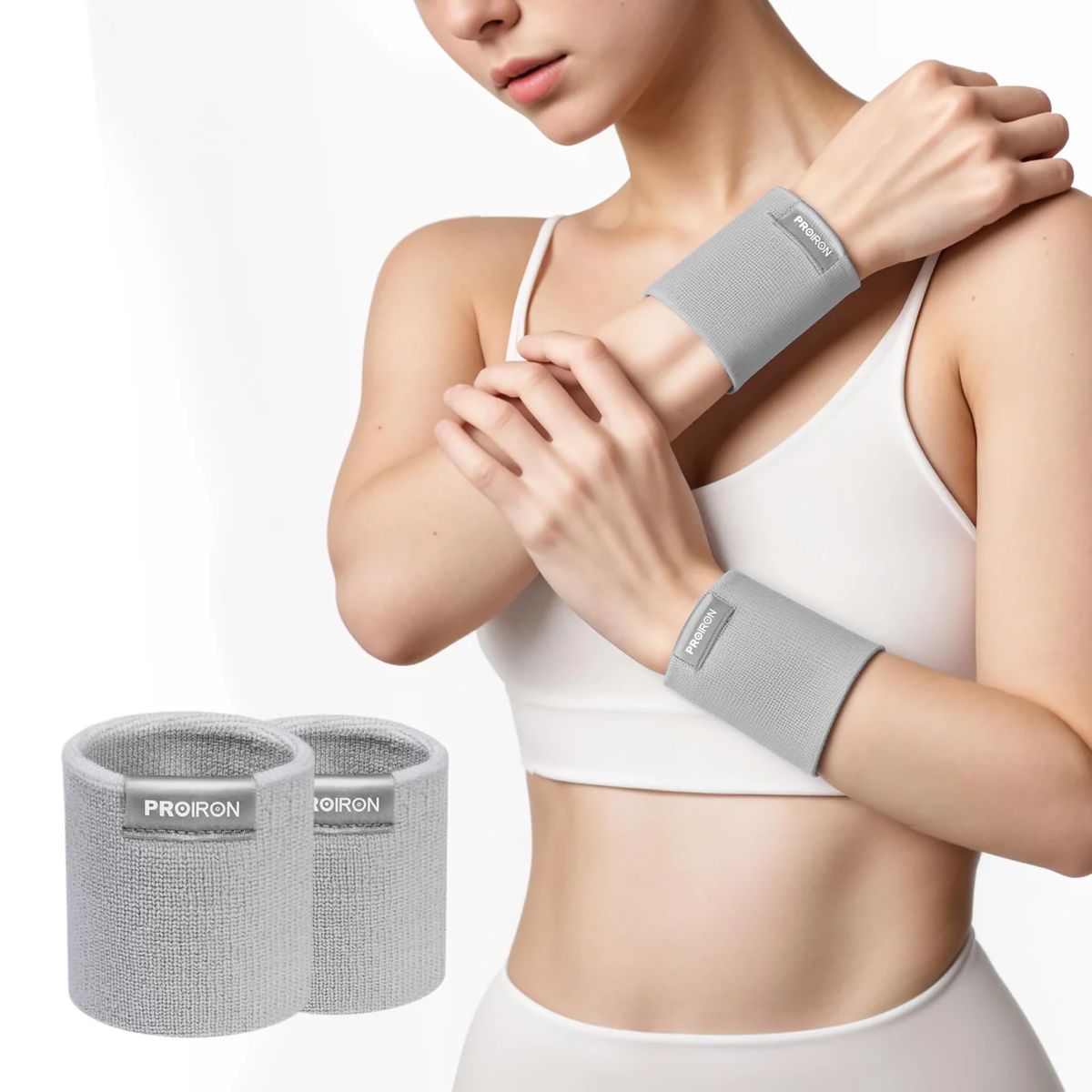 PROIRON - Muñequera Deportiva Gris