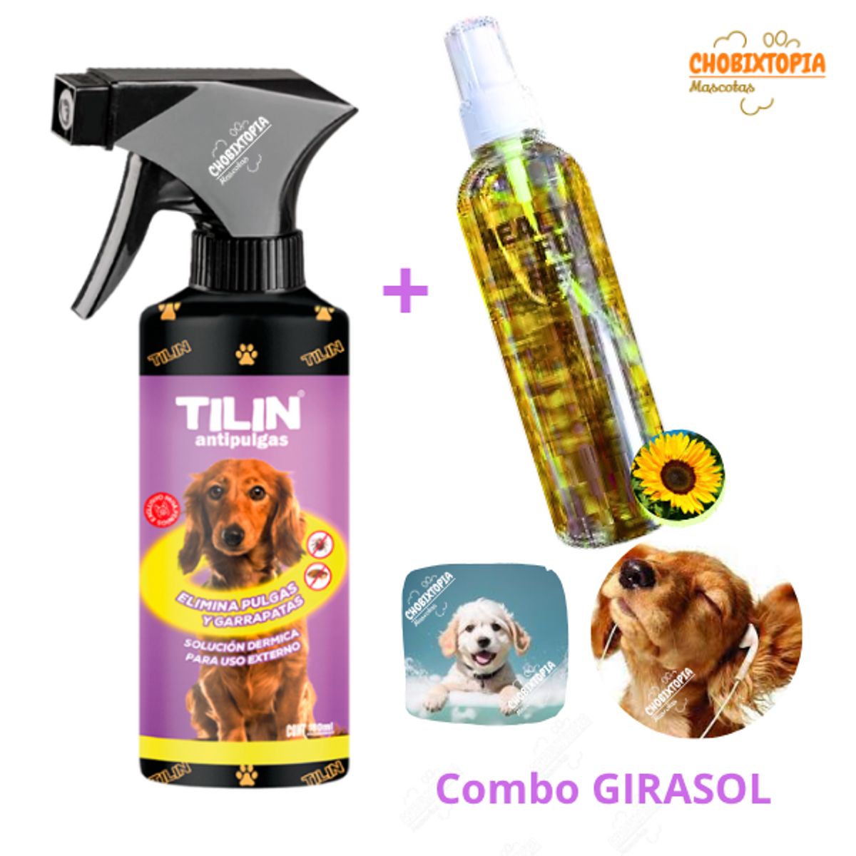 PLOP - ANTIPULGAS TILIN x 180mL-COLONIA HEALTH x70MLCOMBO GIRASOL