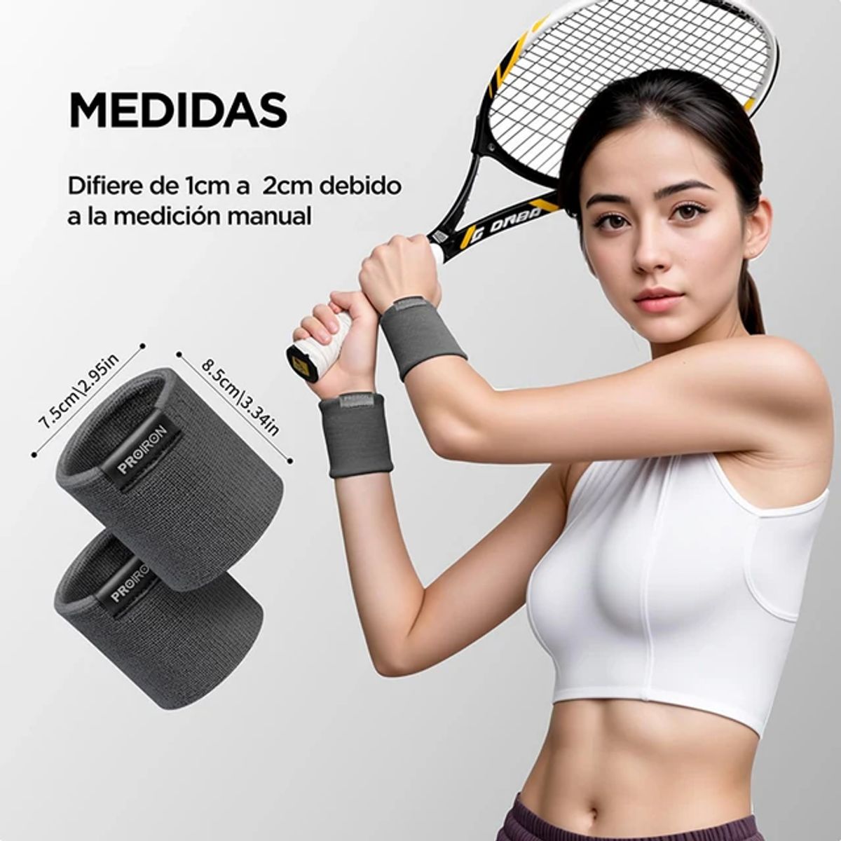 PROIRON - Muñequera Deportiva Negra