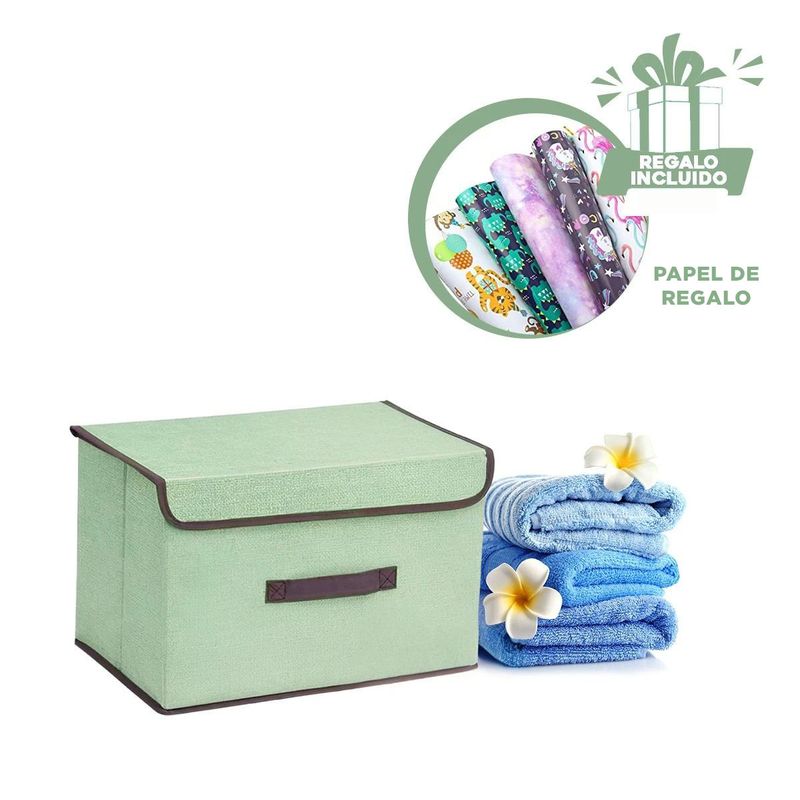 GENERICO - Pack4 Canasta Duradera en Verde Y+Papel de Regalo