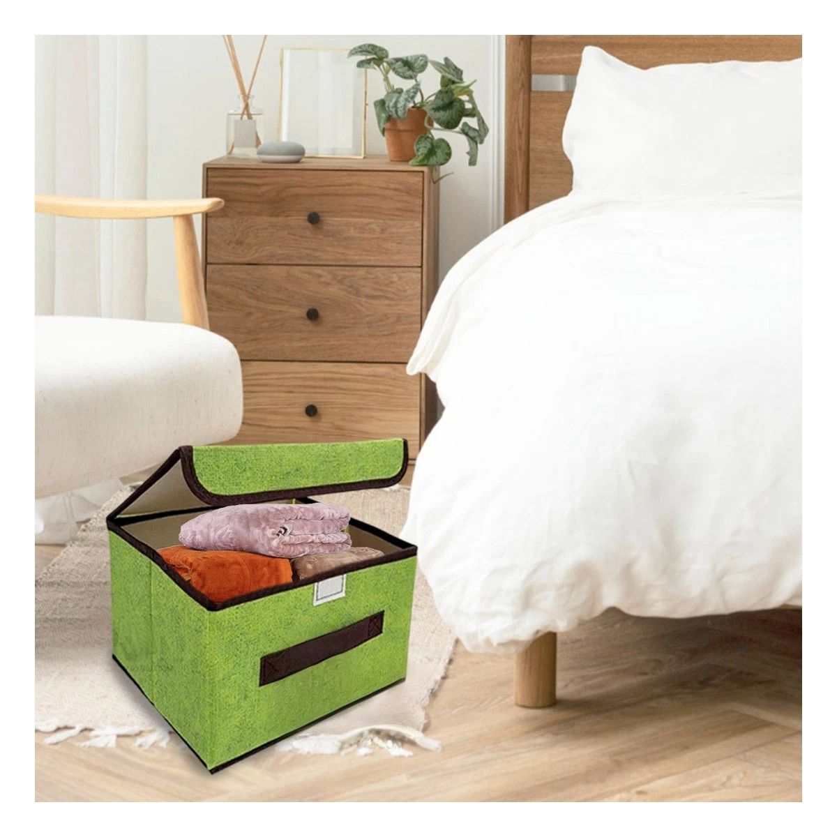 GENERICO - Pack3 Cesta Escencial para Dormitorio Familiar en Verde