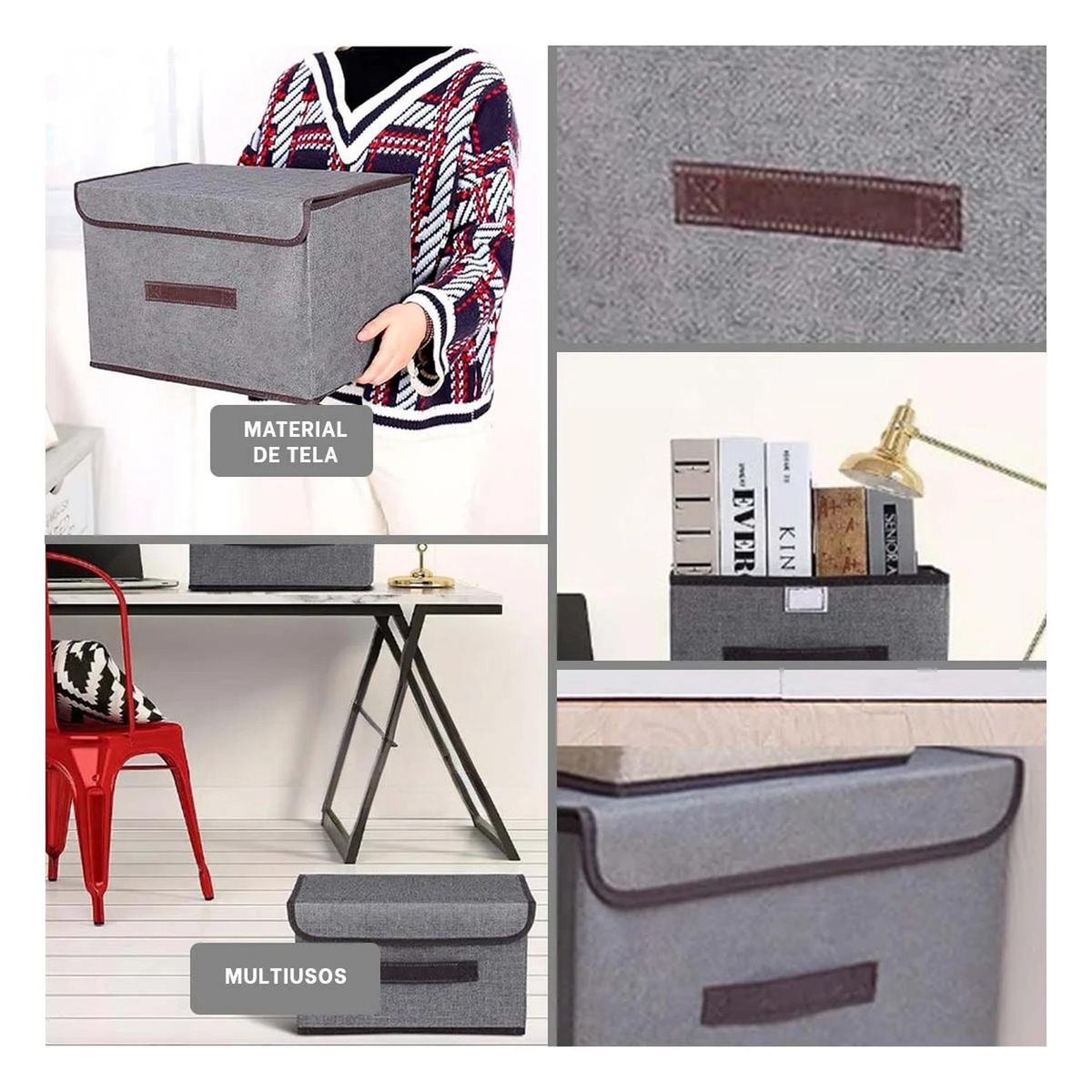 GENERICO - Caja Organizadora Porta Tela Multiusos Amplio de Color Plomo