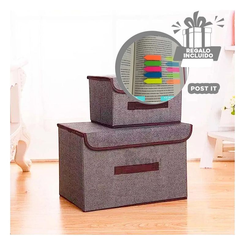 RYBIU IMPORT - Pack6 Canasta para Prendas en Plomo Y+Banderitas Adhesivas