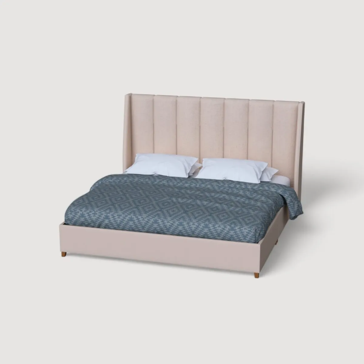 MUEBLES MACRUMO - Cama Tapizada Praga Premium de 15plz Color Beige Tela antifluido