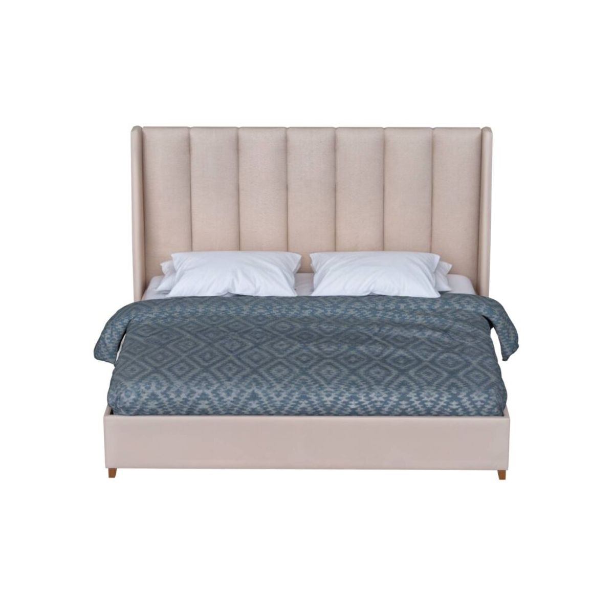 MUEBLES MACRUMO - Cama Tapizada Praga Premium de 2plz Color Beige Tela antifluido