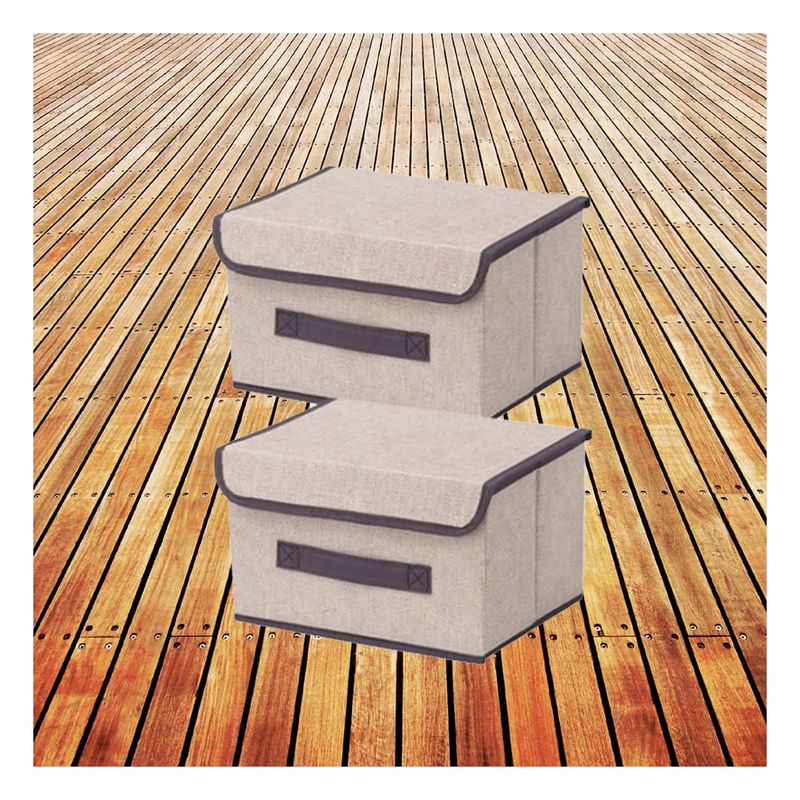 GENERICO - Pack5 Caja Espaciosa para Almacen 25x19x16cm Beige