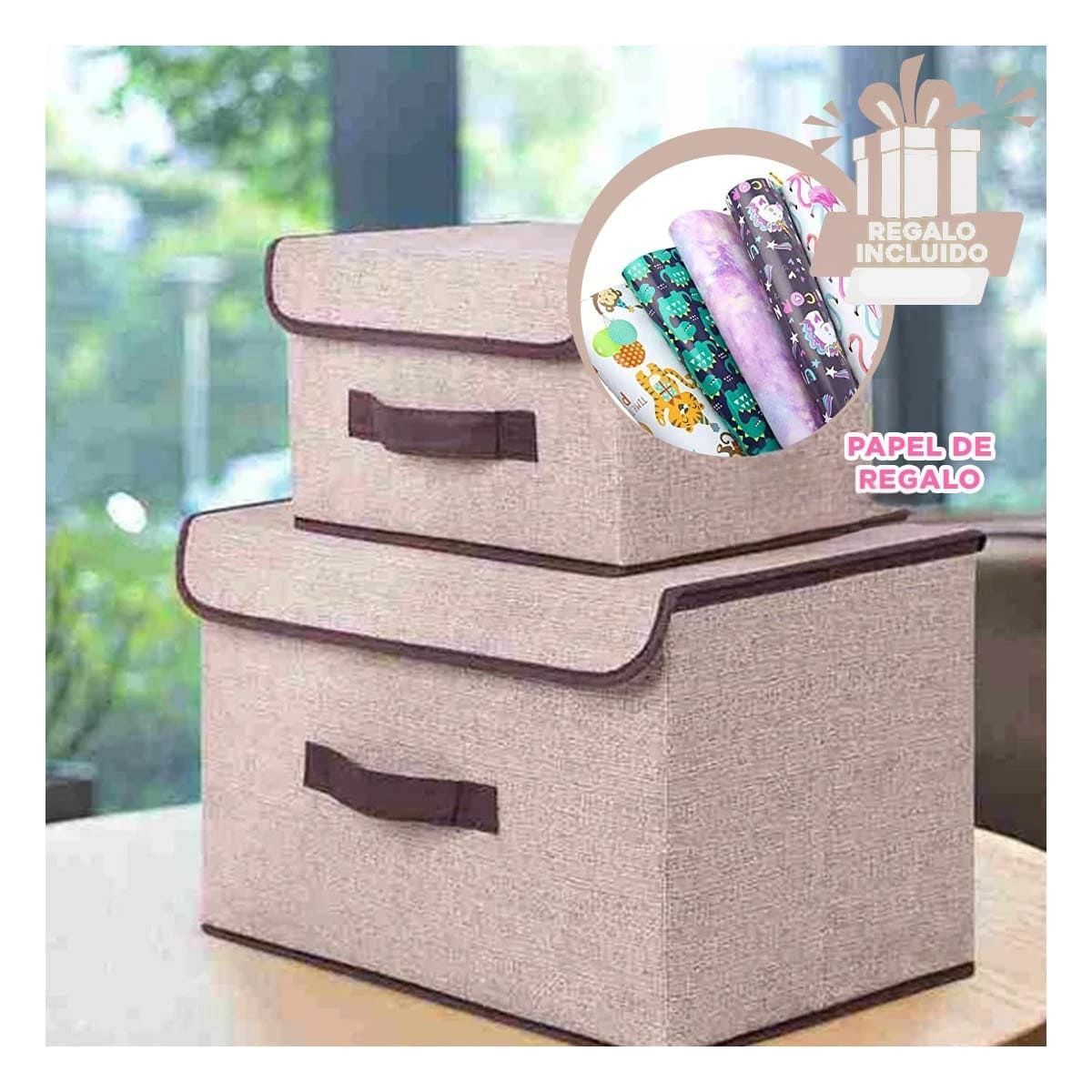 GENERICO - Pack5 Caja Resistente y Util en Beige Y+Papel de Regalo