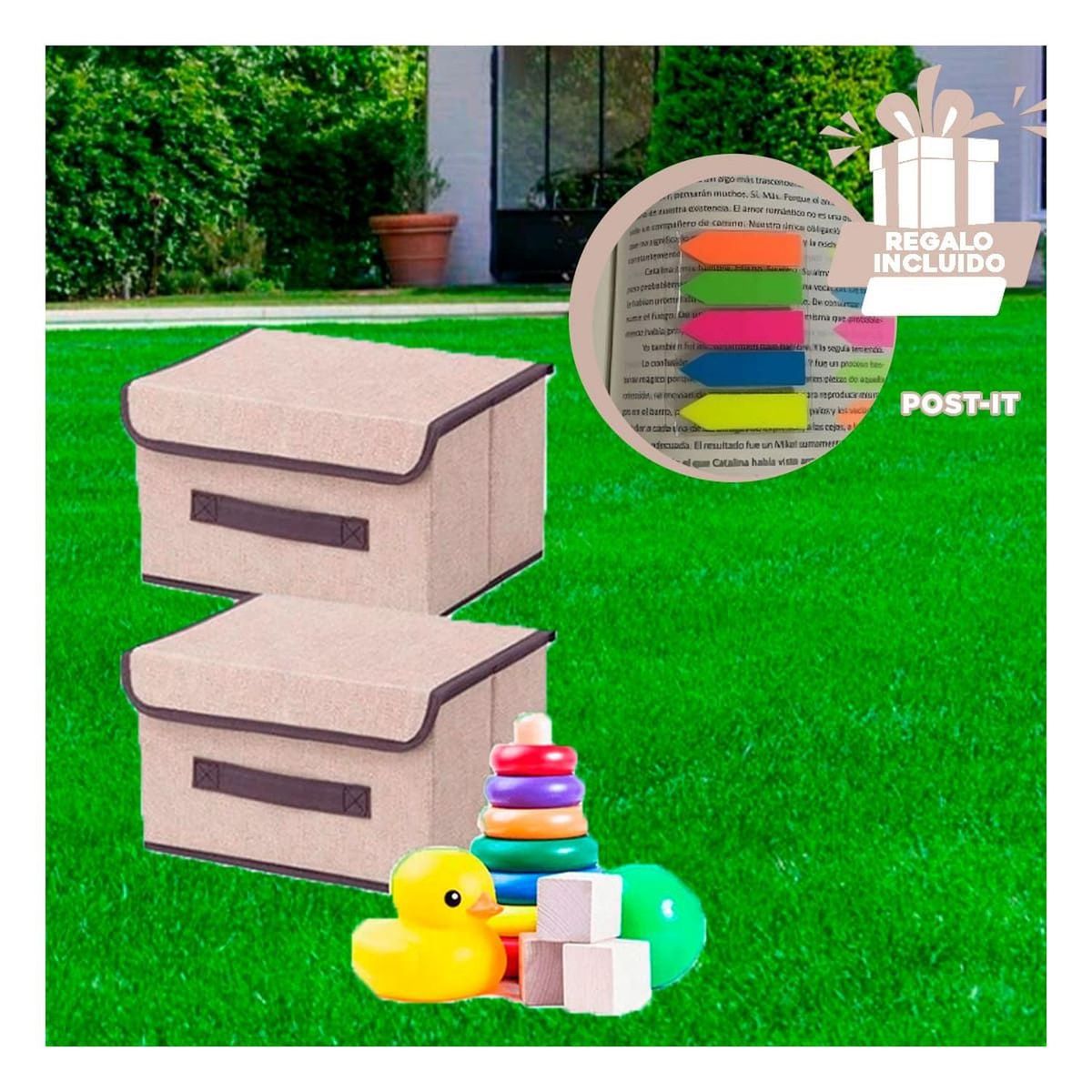 RYBIU IMPORT - Pack6 Cajon Dinamico en Beige Y+Banderitas Adhesivas