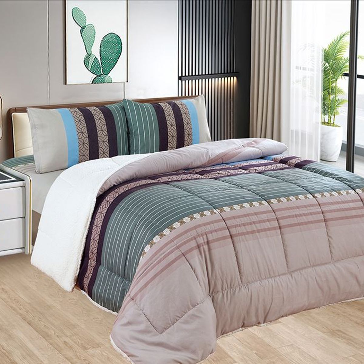 CASATEX - EDREDÓN CASATEX ALGODÓN CON SHERPA EN 2 PLAZAS