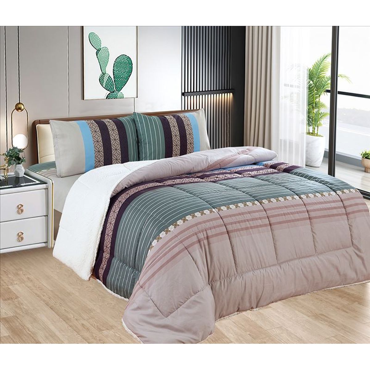 CASATEX - EDREDÓN CASATEX ALGODÓN CON SHERPA EN 2 PLAZAS