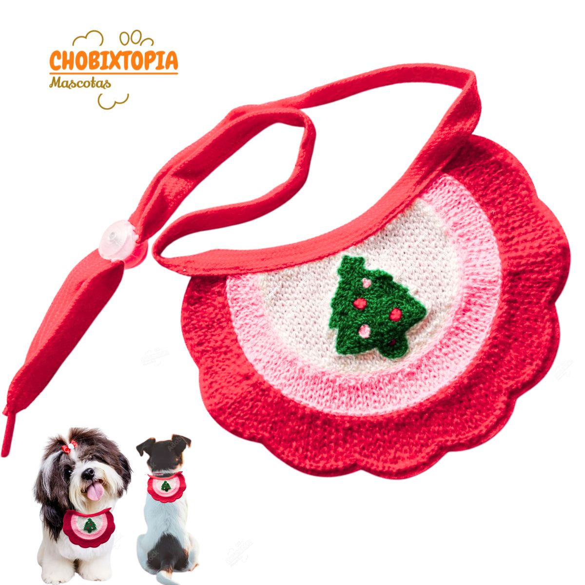 GENERICO - COLLAR BANDANA NAVIDEÑO MASCOTA -PERRO GATO ROJO