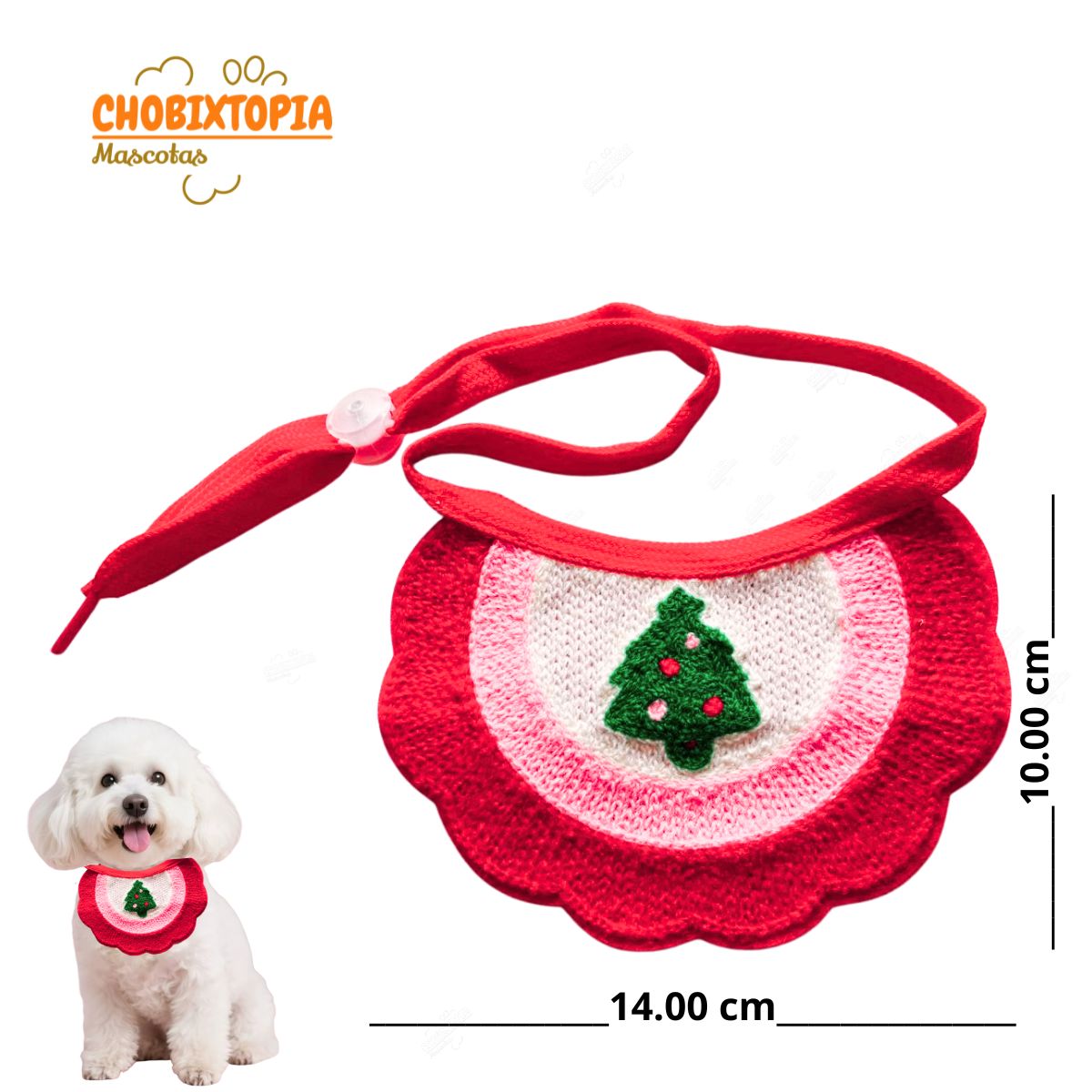 GENERICO - COLLAR BANDANA NAVIDEÑO MASCOTA -PERRO GATO ROJO