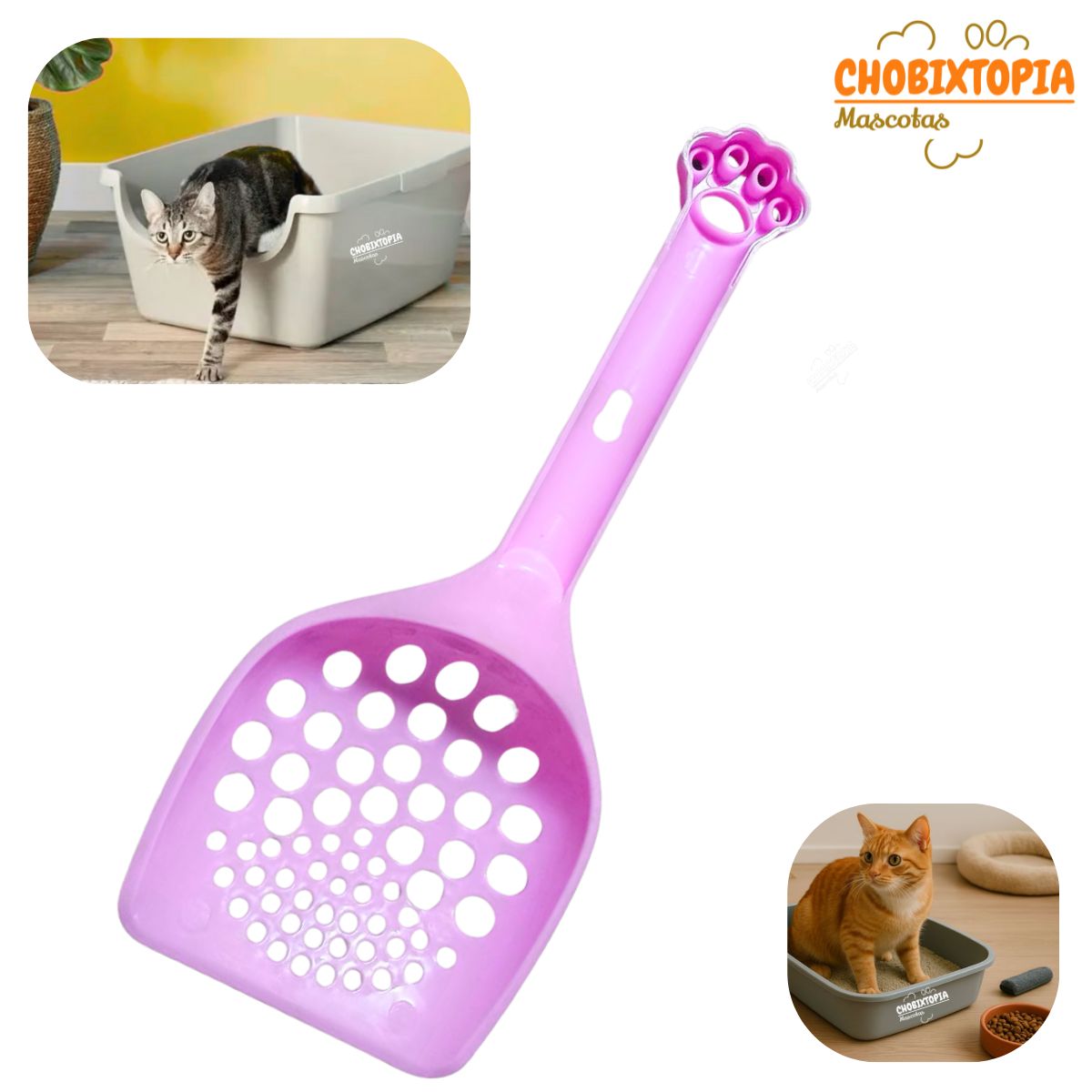 GENERICO - PALA RECOGEDOR PARA ARENA DE GATOS GARRITA ROSA