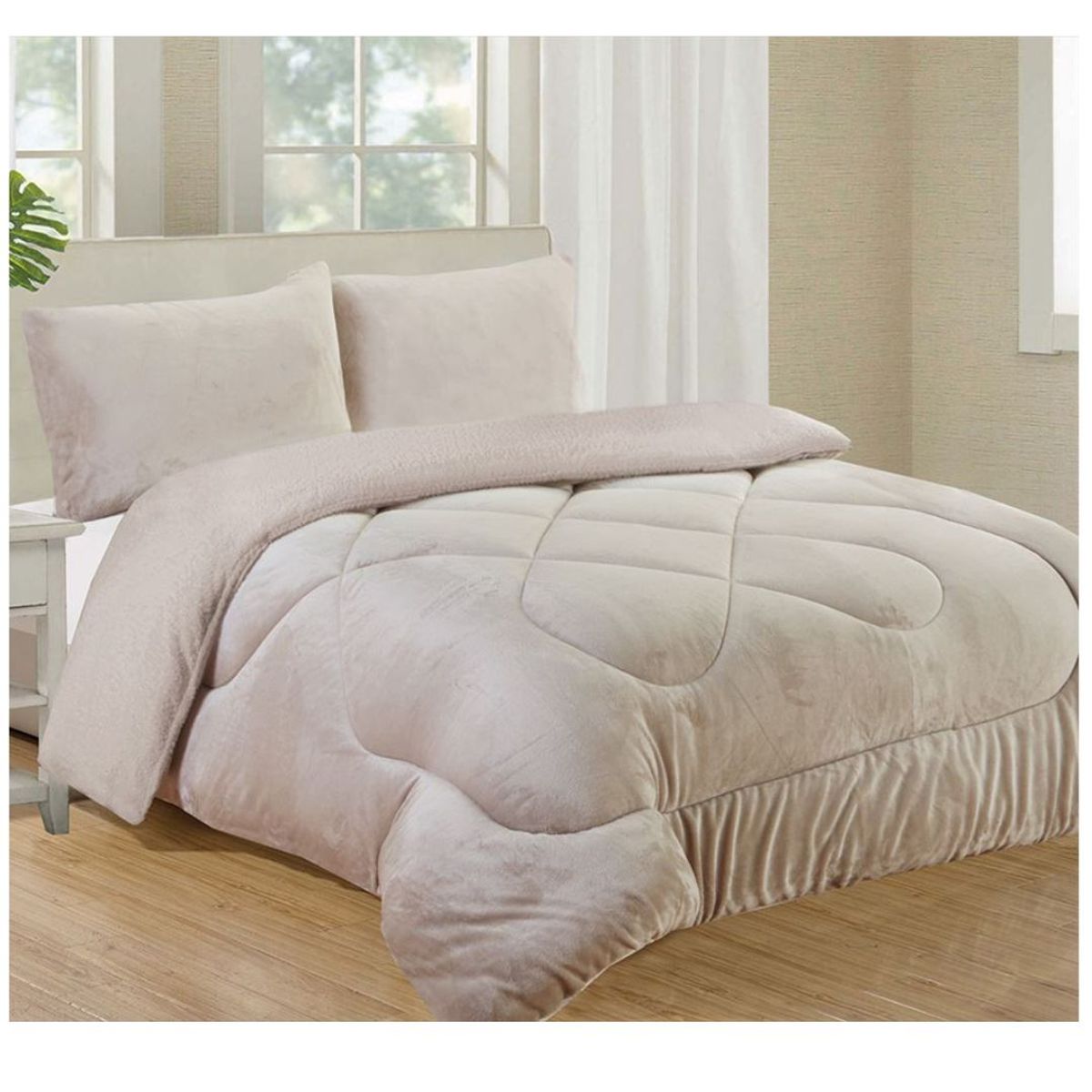 CASATEX - EDREDÓN PIEL DE ÁNGEL CON SHERPA CASATEX 3 PIEZAS QUEEN