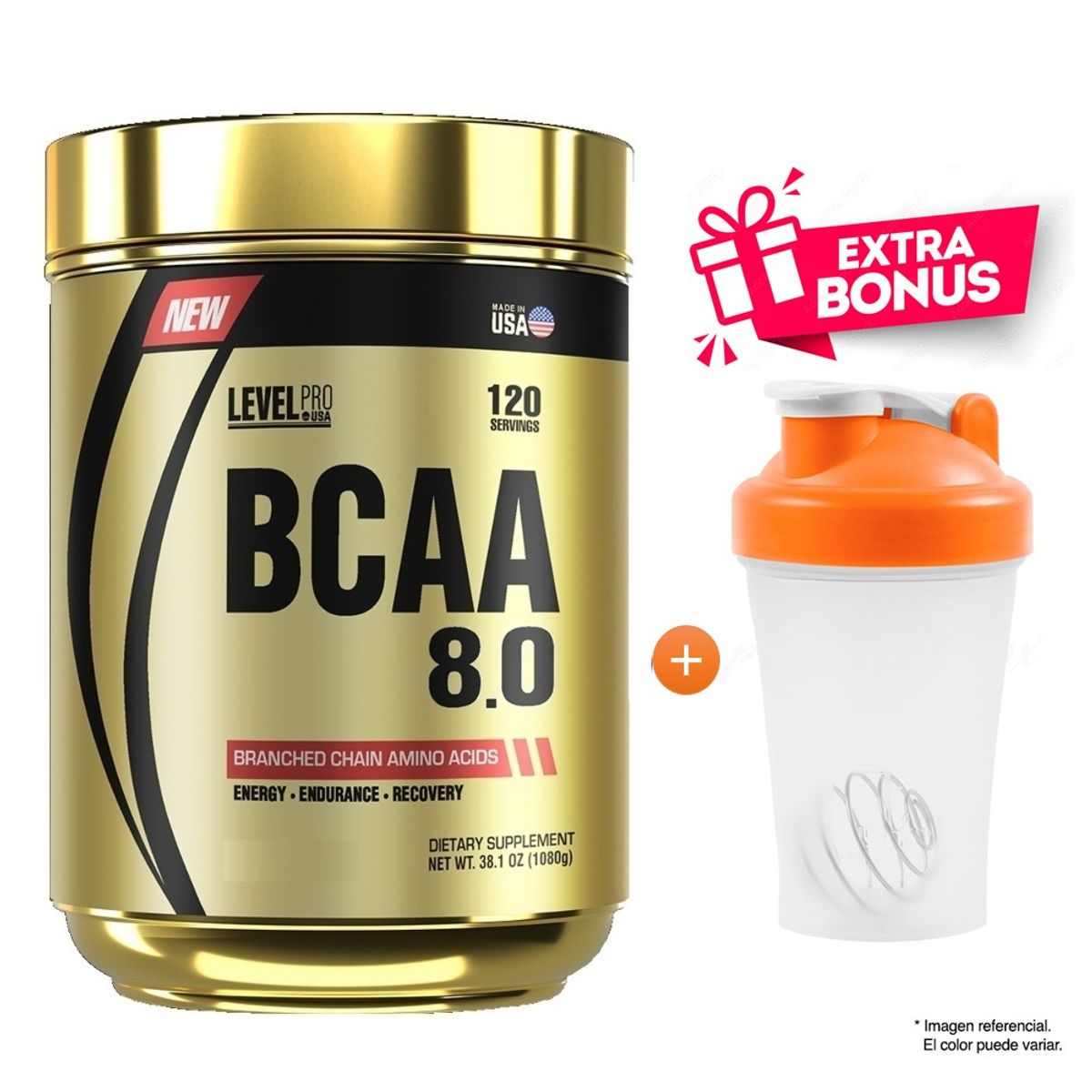 Level Pro - BCAA 8.0 1 KG LEVEL PRO AMINOÁCIDOS FRUIT PUNCH + SHAKER