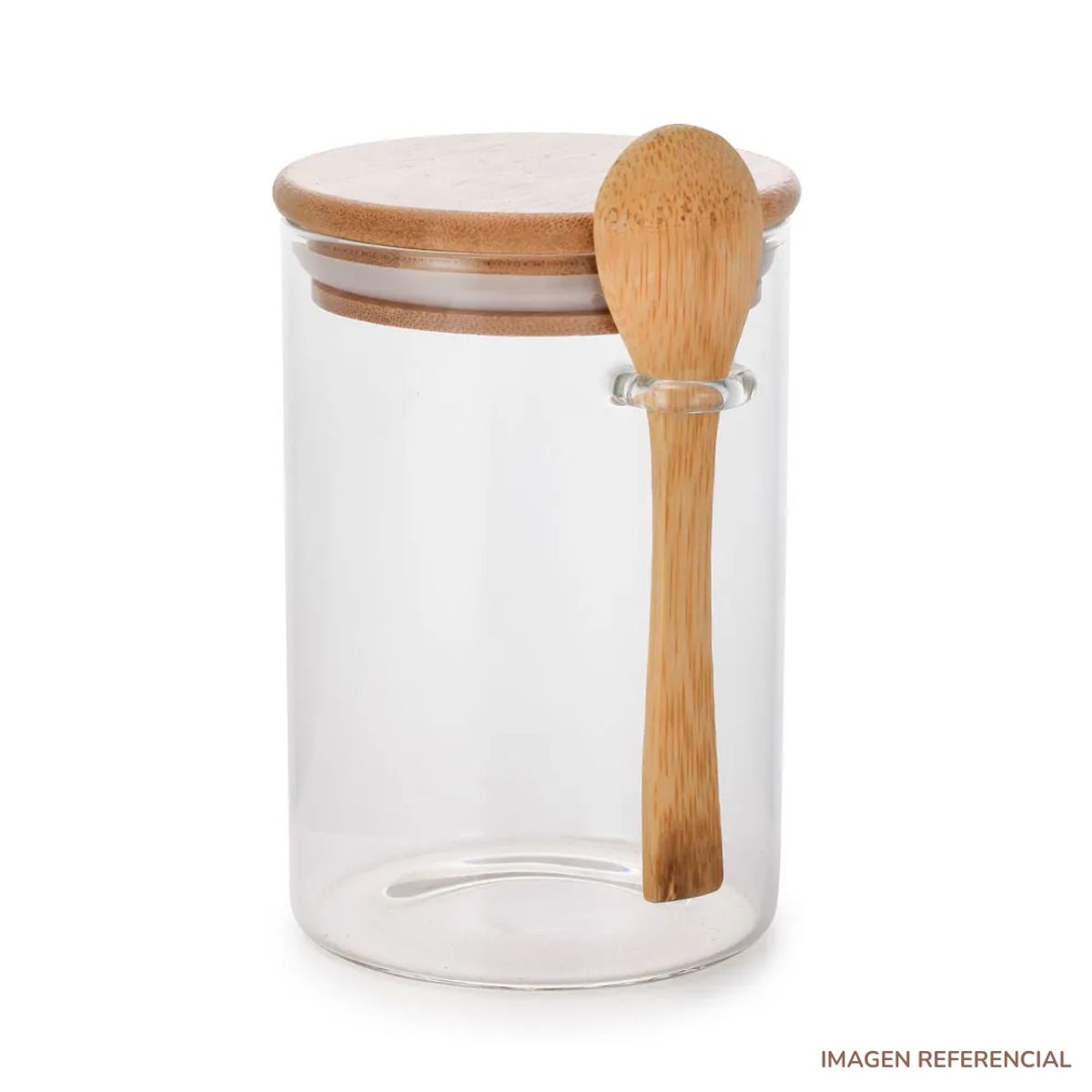 INSPIRA - Frasco de almacenamiento con tapa y cucharita estilo Bambú